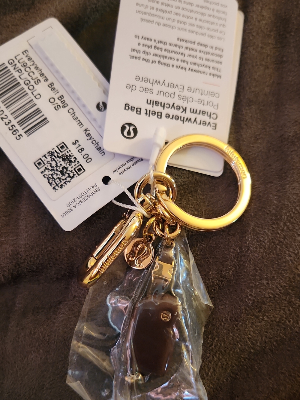 lululemon athletica Gold Keyring Charm Keychain